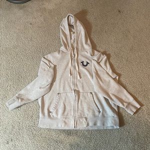 White True Religion Buddha Zip Up Hoodie